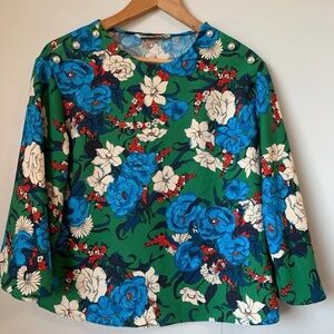 Zara Green and Blue Floral Blouse